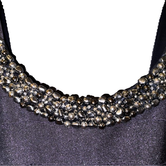 Party Dress by Carmen Marc Valco. Dark Grey with sparkle. Size large. - Picture 3 of 7